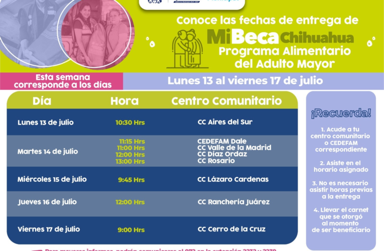 DIF Municipal entregará paquetes PAAM del 13 al 17 de julio en Chihuahua Capital