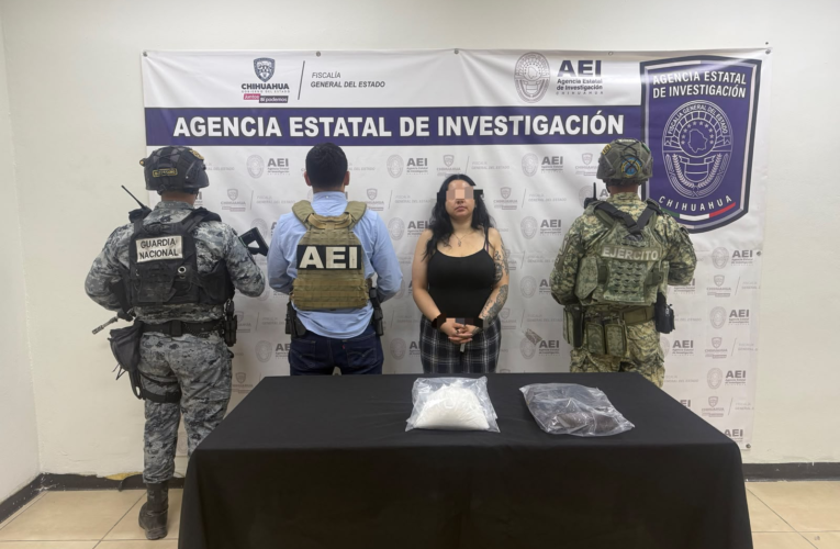 Detienen a mujer con más de un kilo de presunta metanfetamina en Ciudad Juárez