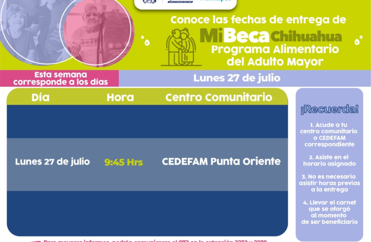 DIF Municipal de Chihuahua continúa entrega de apoyos alimentarios para adultos mayores